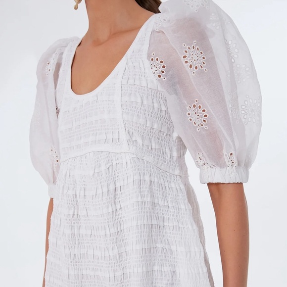 Sea New York “Blaine” Midi Eyelet Puff Sleeve Dress - Picture 4 of 7